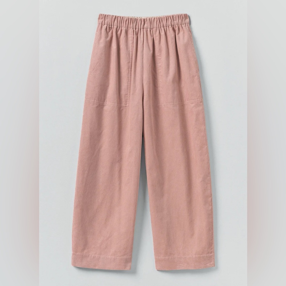 Toast Organic cord barrel leg pants in pink clay